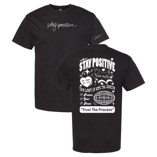 Chloe Moffitt | Black "Stay Positive" Graphic Tee