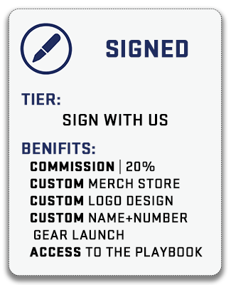 signed tier athletes - name and number gear launch, access to the athlete zone playbook